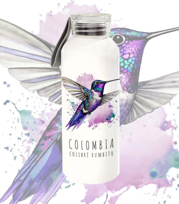 BOTELLA TAPA ESPIRAL COLIBRÍ RUMBITO