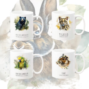 set x4 pocillos blancos cerÁmica colecciÓn fauna andina