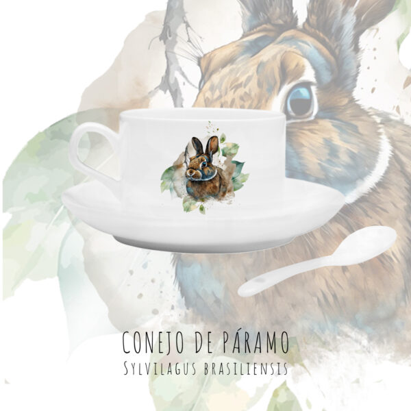 POCILLO TINTERO CON PLATO Y CUCHARA - CONEJO DE PÁRAMO
