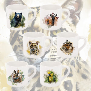 set 6 mini mugs 6oz fauna andina