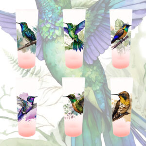 set copas tequileras vidrio opalizado x6 colecciÓn colibries