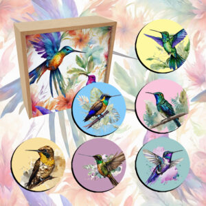 set portavasos circulares mdf colecciÓn colibries colombianos