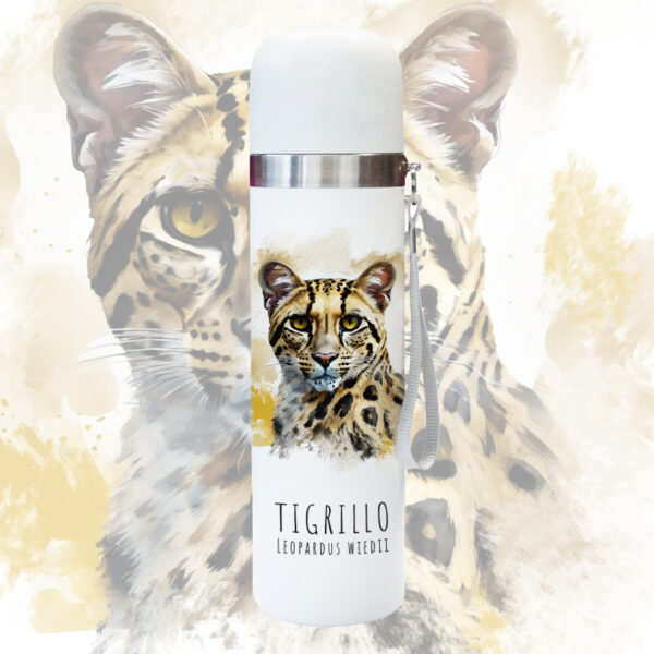 TERMO ACERO TAPA PUSH - TIGRILLO (Leopardus wiedii)