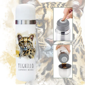 termo acero tapa push tigrillo (leopardus wiedii)