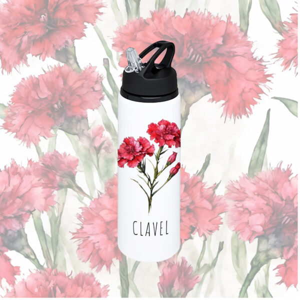 BOTELLA PITILLO FLOR CLAVEL ROJO