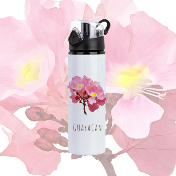 BOTELLA TAPA BOTÓN FLOR GUAYACÁN ROSADO