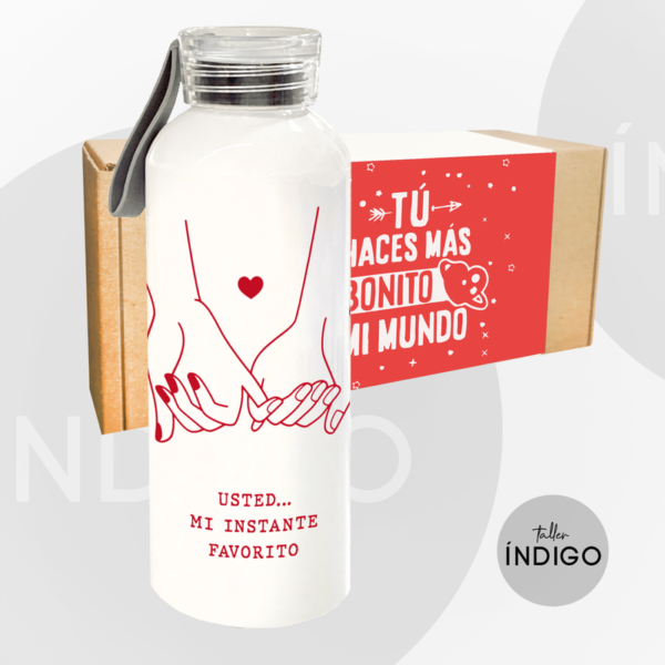 BOTELLA AMOR INSTANTE FAVORITO TAPA ESPIRAL PERSONALIZADA ARTESANAL