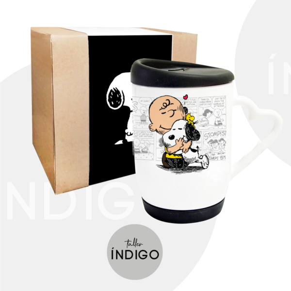 MUG SNOOPY BASE TAPA SILICONA ARTESANAL PERSONALIZADO