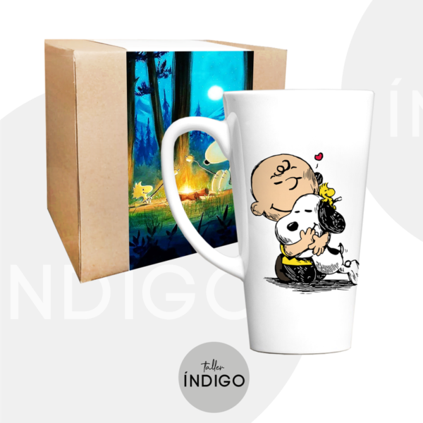 MUG SNOOPY CÓNICO OREJA PERSONALIZADO ARTESANAL