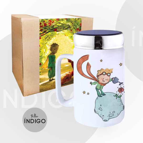 MUG PRINCIPITO CERÁMICA TAPA ESPEJO PERSONALIZADO ARTESANAL