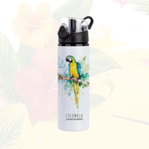 botella tapa botÓn guacamayo verde amarillo