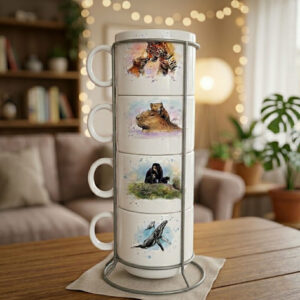 torre de mugs apilables cerÁmica colecciÓn madres de la naturaleza colombiana