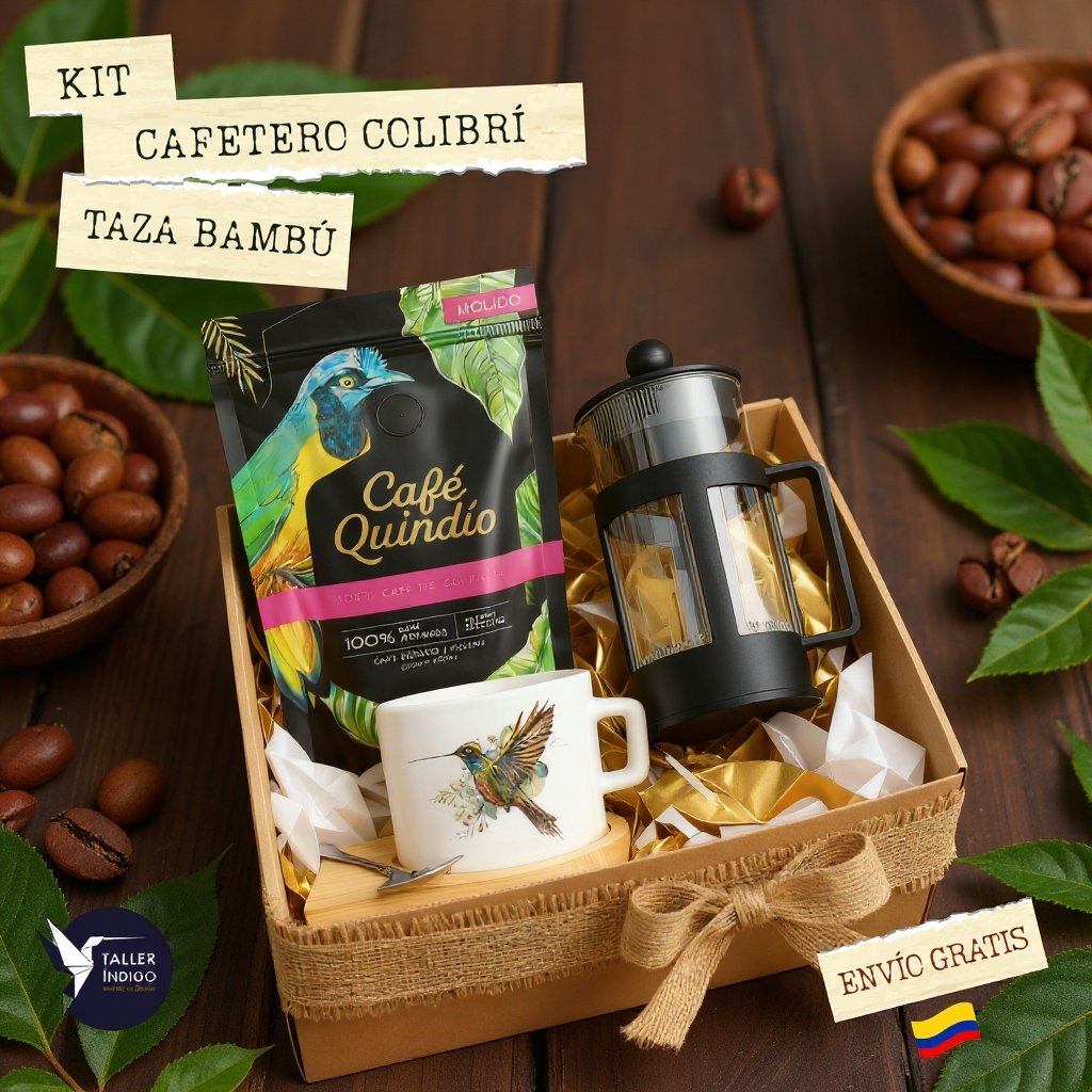 Kit Cafeterito Personal - Taza Colibrí Base Bambú