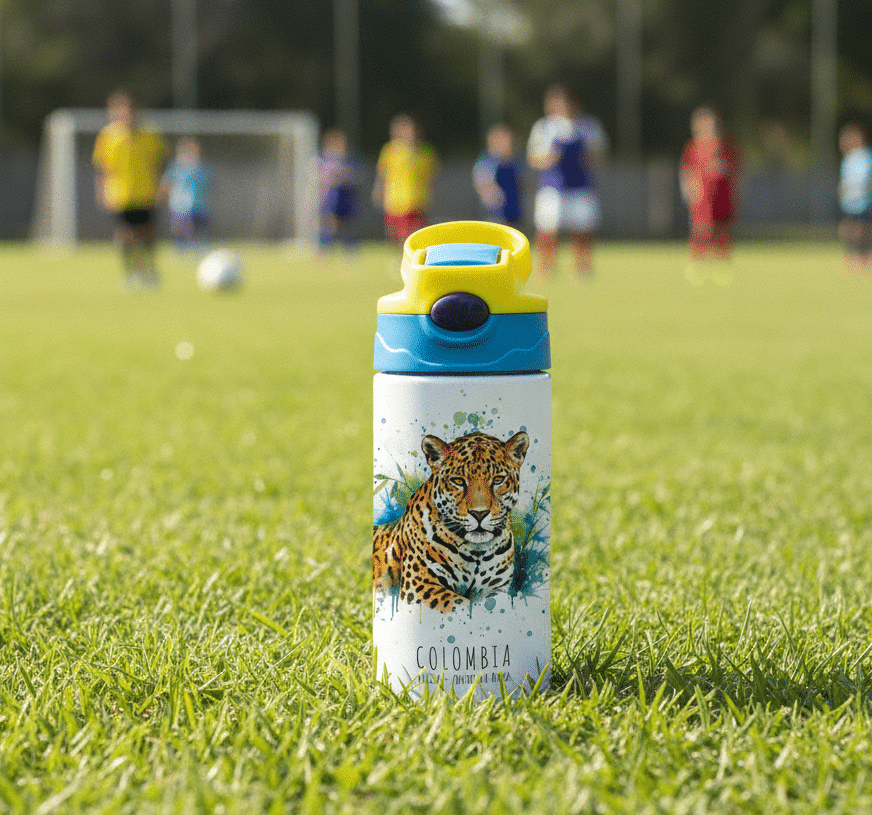 BOTELLA INFANTIL EN ACERO INOXIDABLE – JAGUAR / REY DE LA SELVA (500 ML) - Image 2