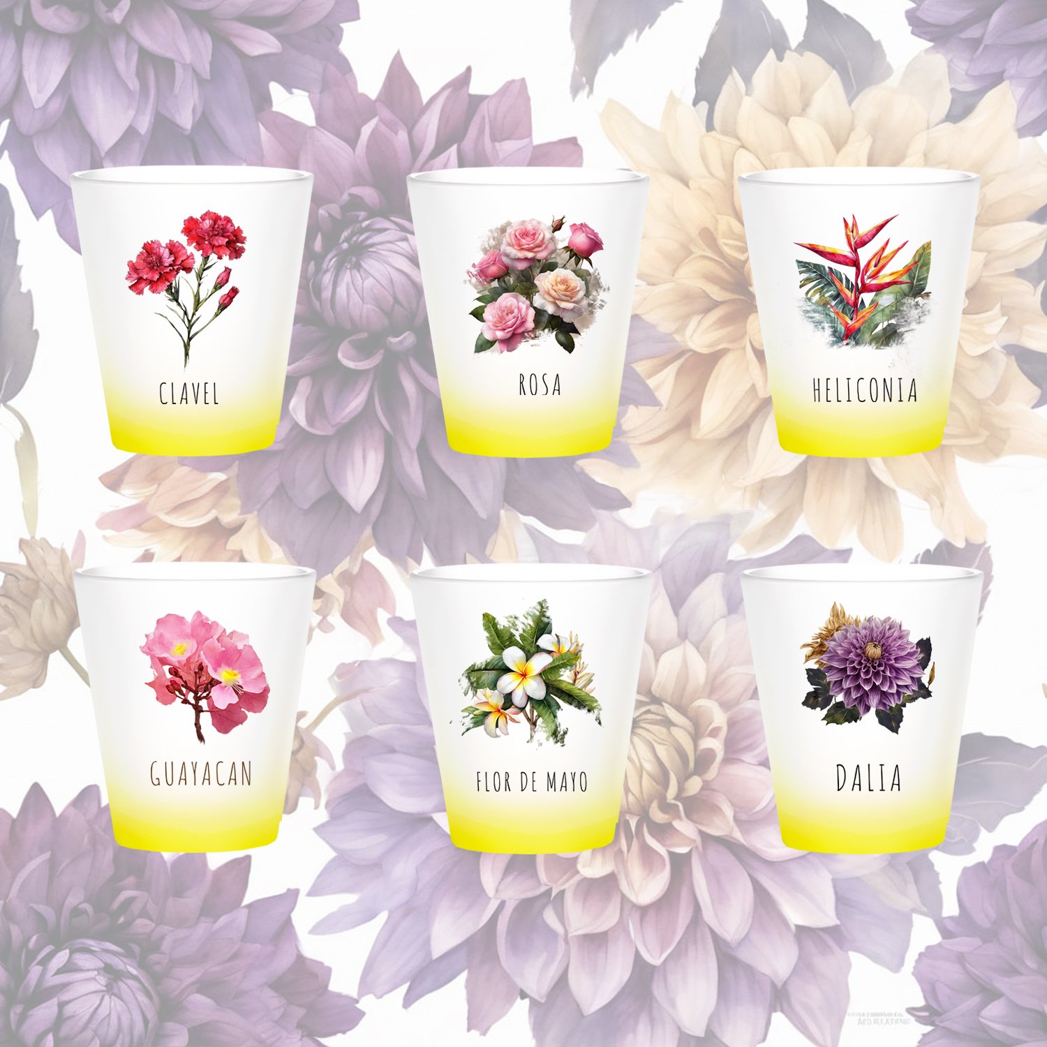 Set Copas Aguardienteras - Flores Colombianas