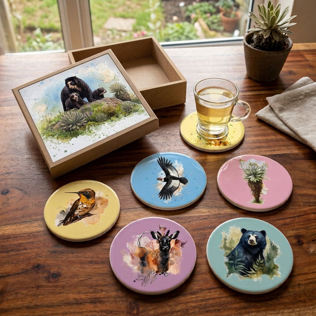 Set de Portavasos Redondos de Cerámica – Colección Páramo Andino