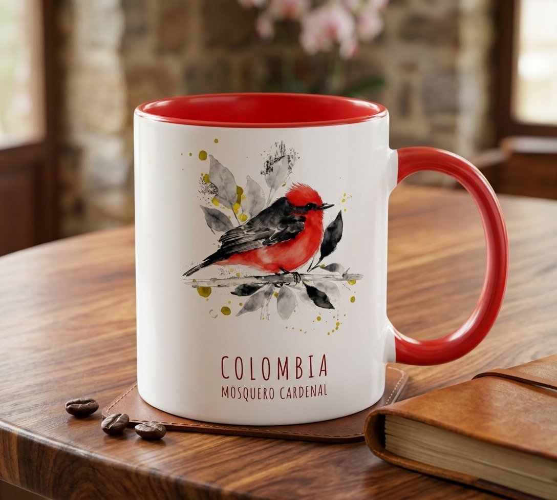 Mug de Cerámica Color – Mosquero Cardenal