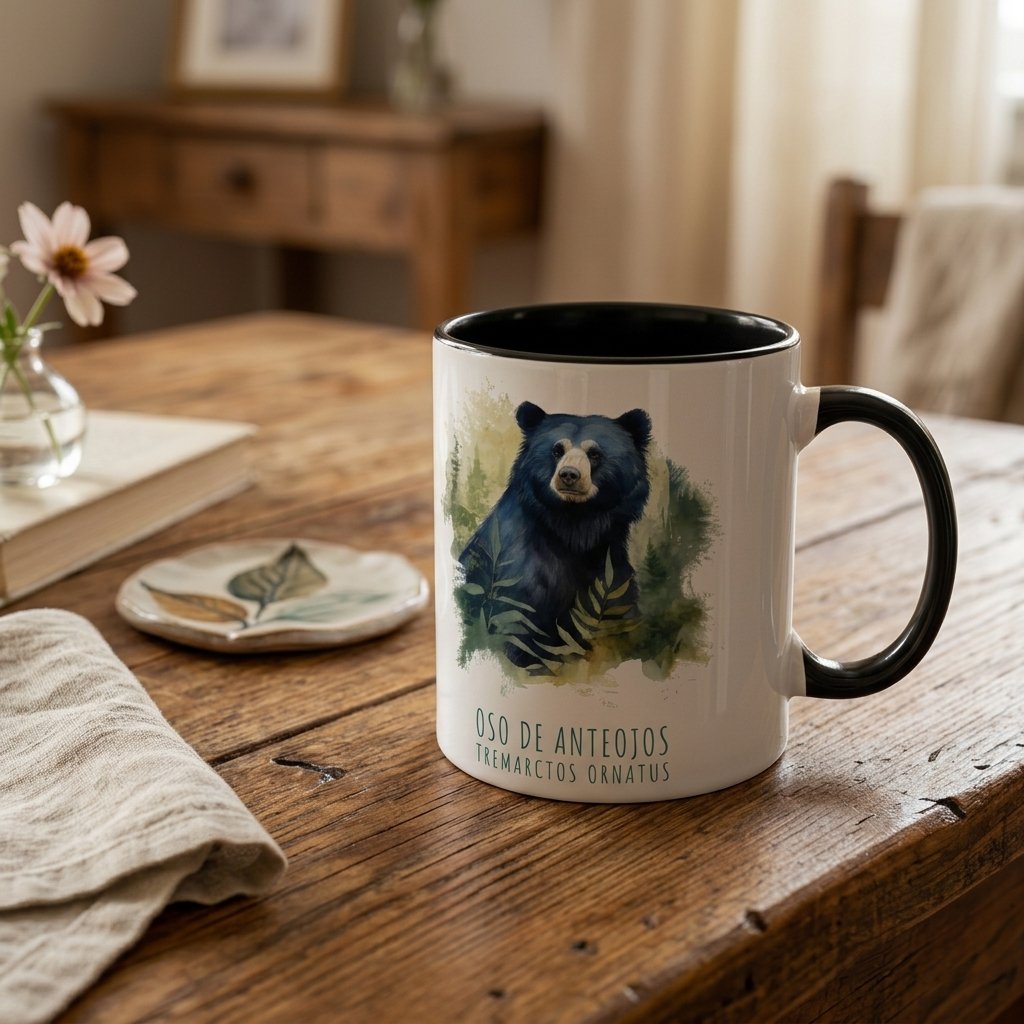 Mug de Cerámica Color – Oso de Anteojos (Tremarctos ornatus)