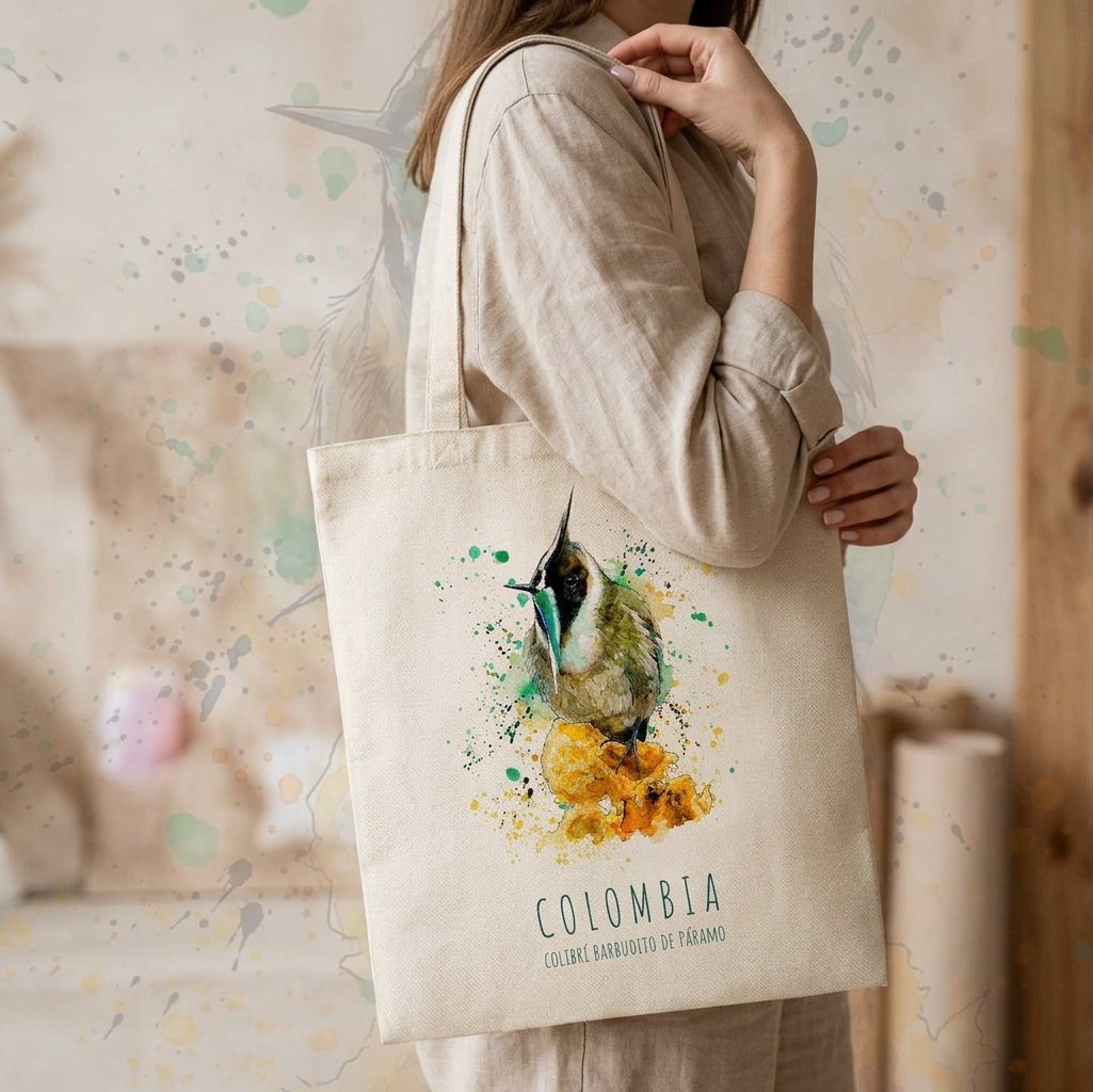 Tote Bag | Bolso de Tela Colibrí Barbudito de Páramo
