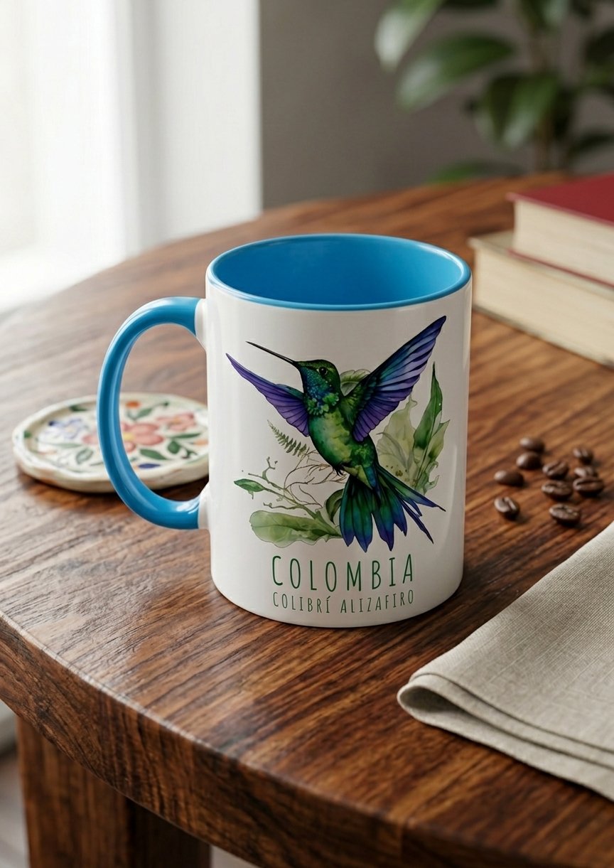 Mug de Cerámica Color – Colibrí Alizafiro