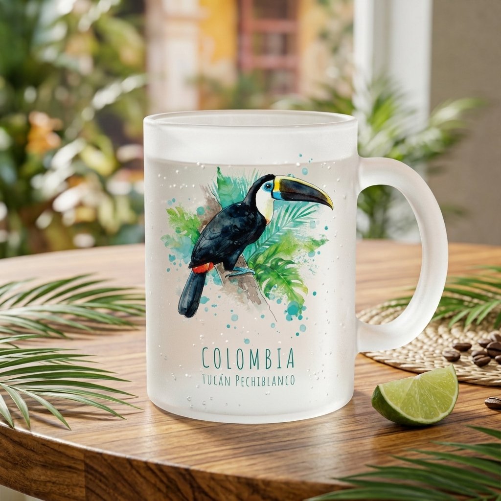 Mug de Vidrio Esmerilado – Tucán Pechiblanco