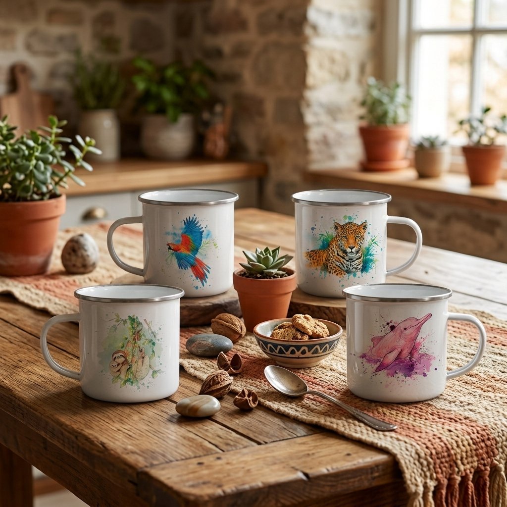 Set Tazas Vintage de Peltre | Colección Amazonas