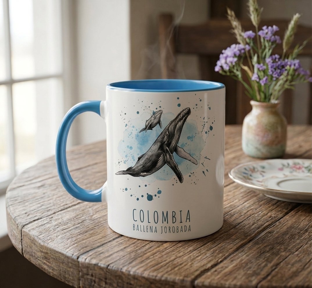 Mug de Cerámica Color – Ballena Jorobada