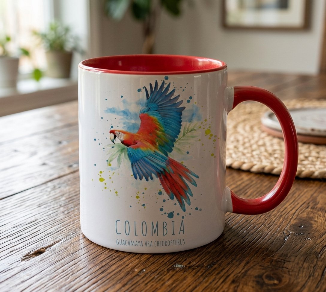 Mug de Cerámica – Guacamaya (Ara chloropterus)