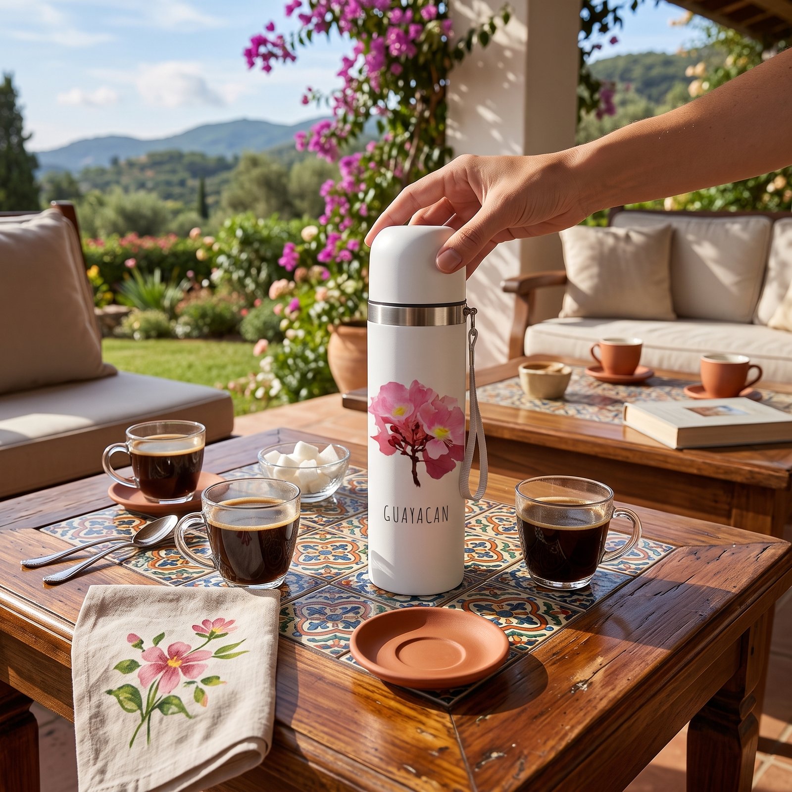 Termo de Acero Inoxidable Tapa Push – Guayacán Rosado