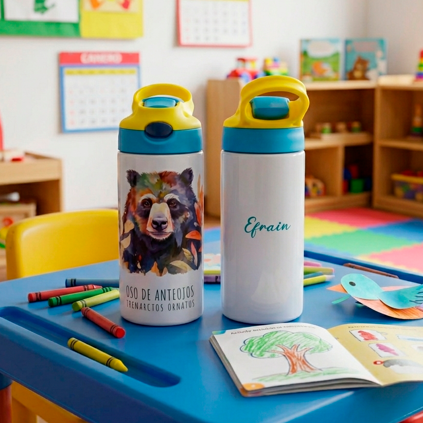 BOTELLA INFANTIL EN ACERO INOXIDABLE – OSO ANDINO (500 ML)