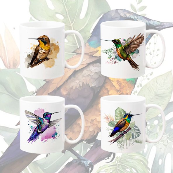 Set de Mugs de Cerámica x4 – Colección Colibríes de Colombia - Image 2