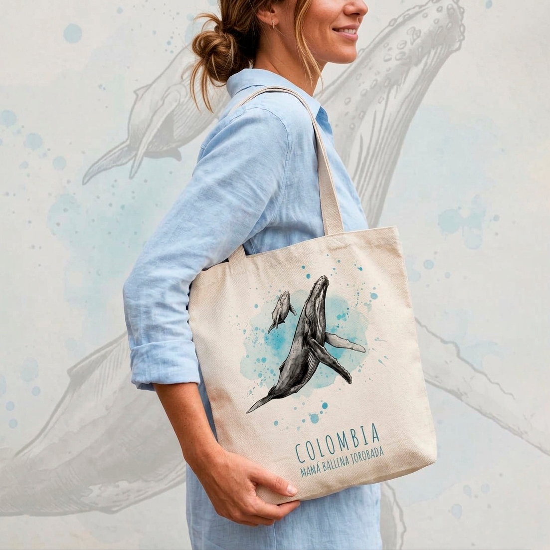 Tote Bag | Bolso de Tela Mamá Ballena Jorobada
