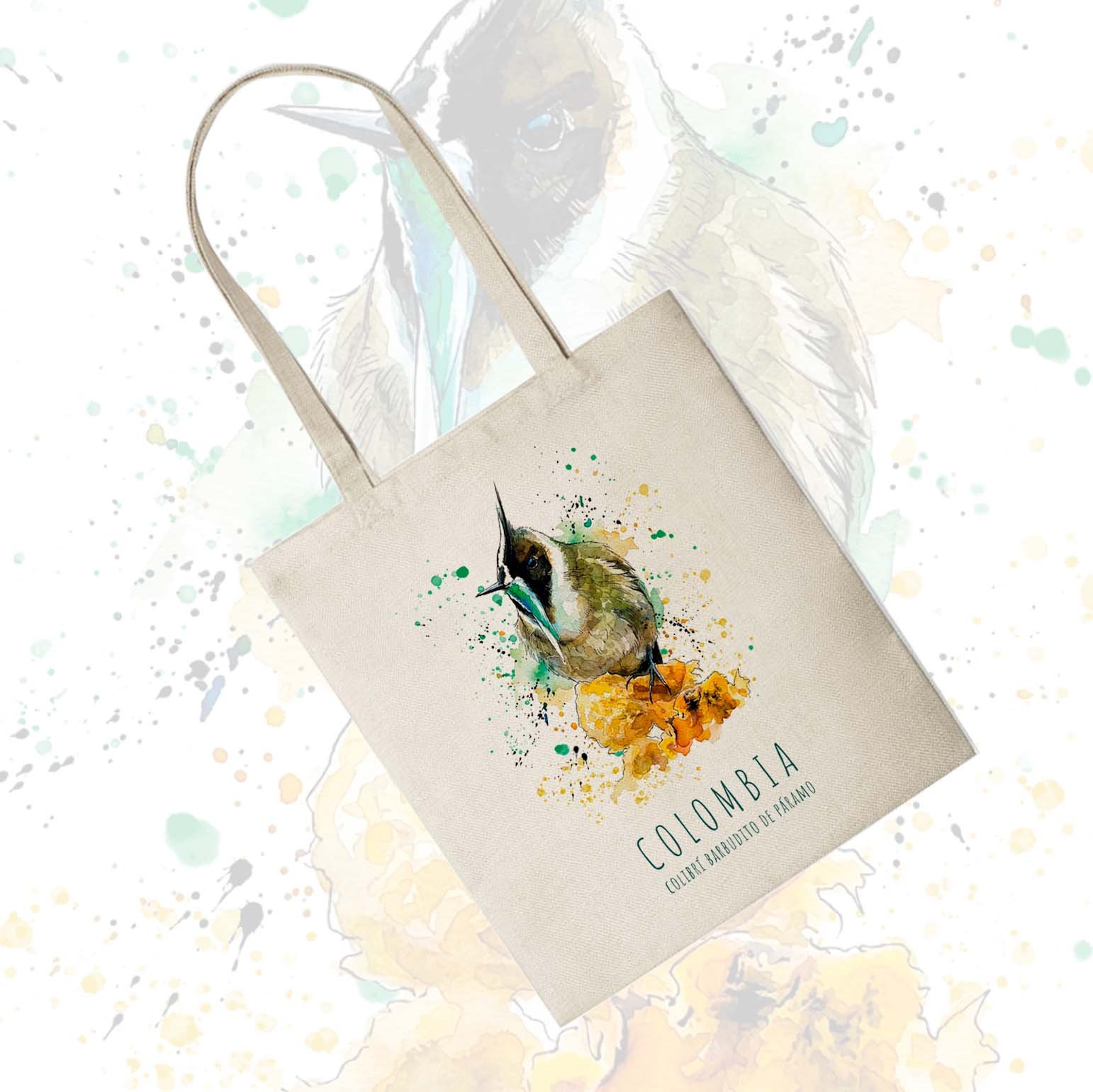Tote Bag | Bolso de Tela Colibrí Barbudito de Páramo - Image 2