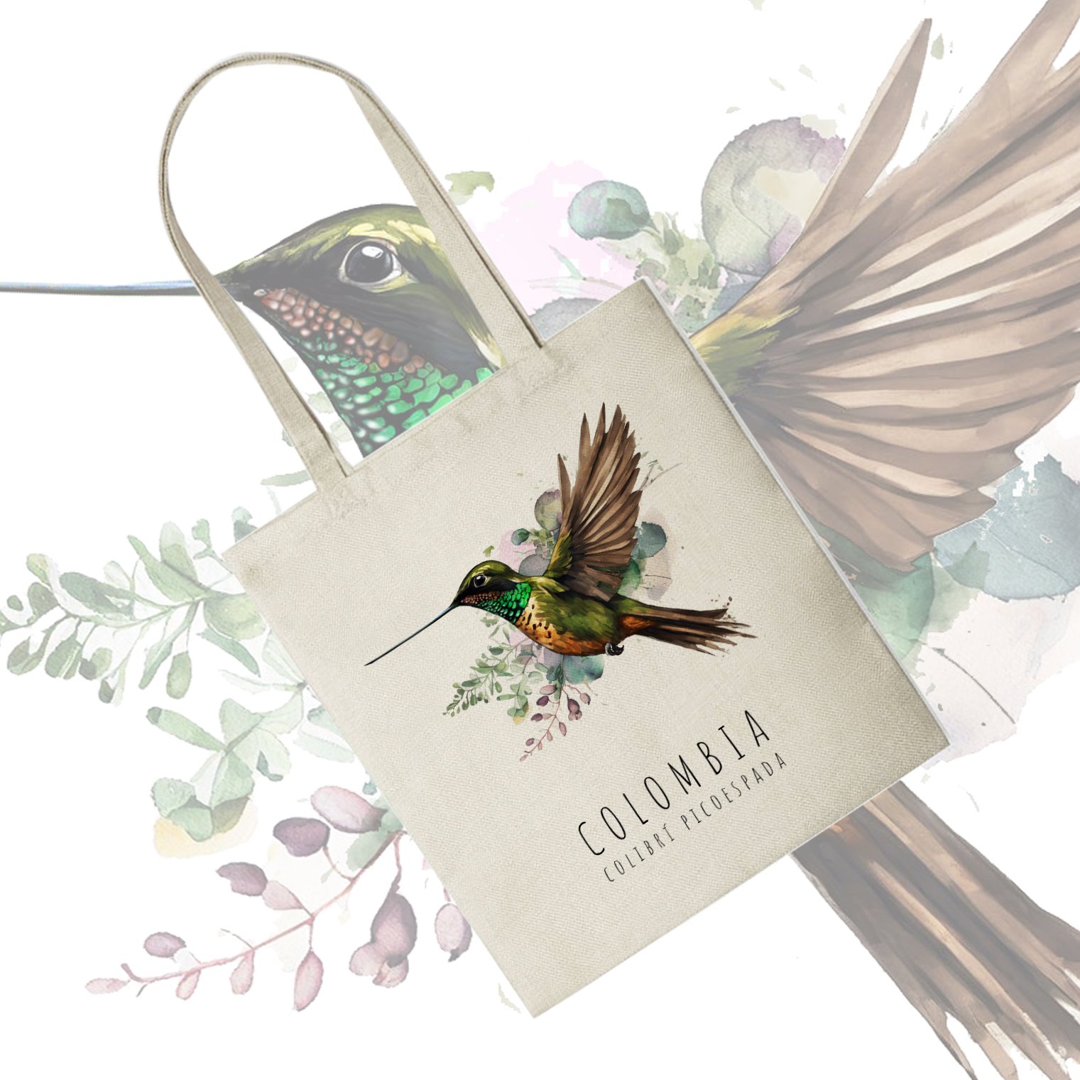 Tote Bag | Bolso de Tela Colibrí Picoespada