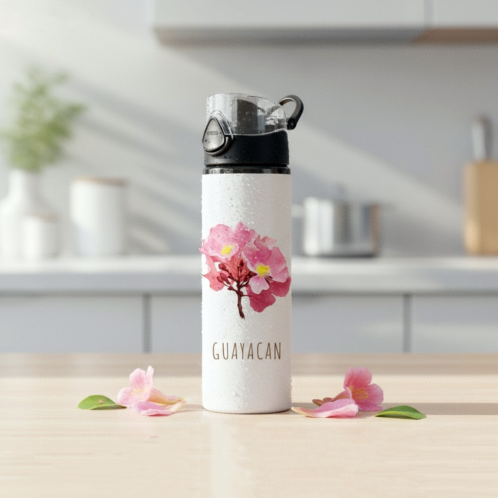 BOTELLA TAPA BOTÓN GUAYACÁN ROSADO (700 ML)