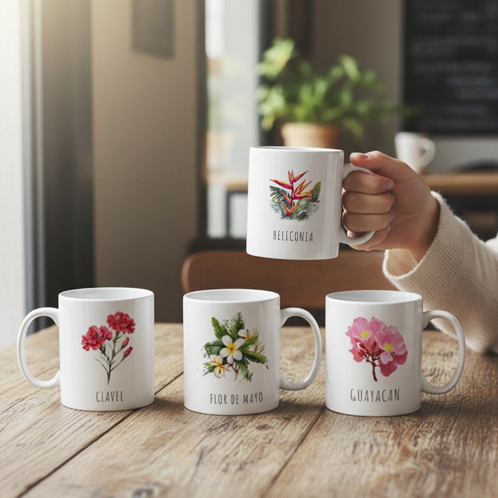 Set de Mugs de Cerámica x4 – Colección Flores de Colombia